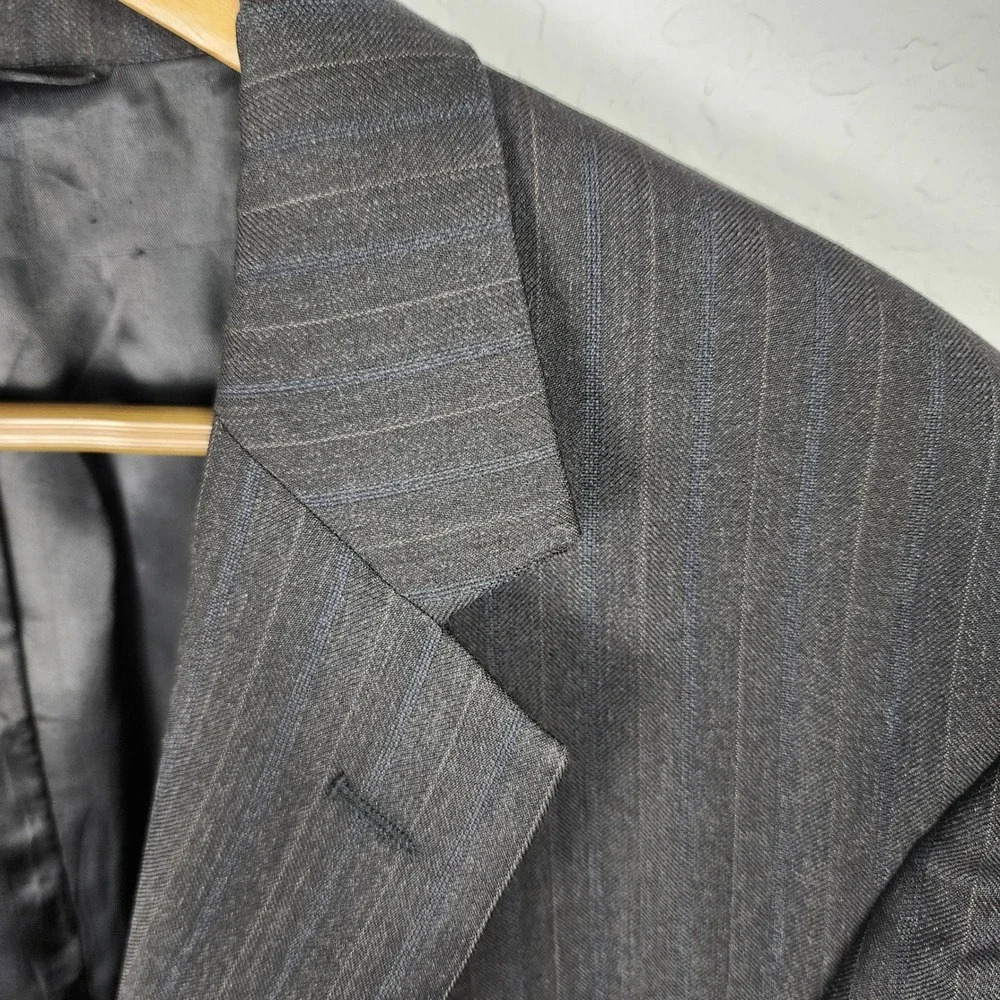 Jos. A. Bank Pinstripe Suit Jacket Blazer Mens 41R Charcoal Gray Business Casual